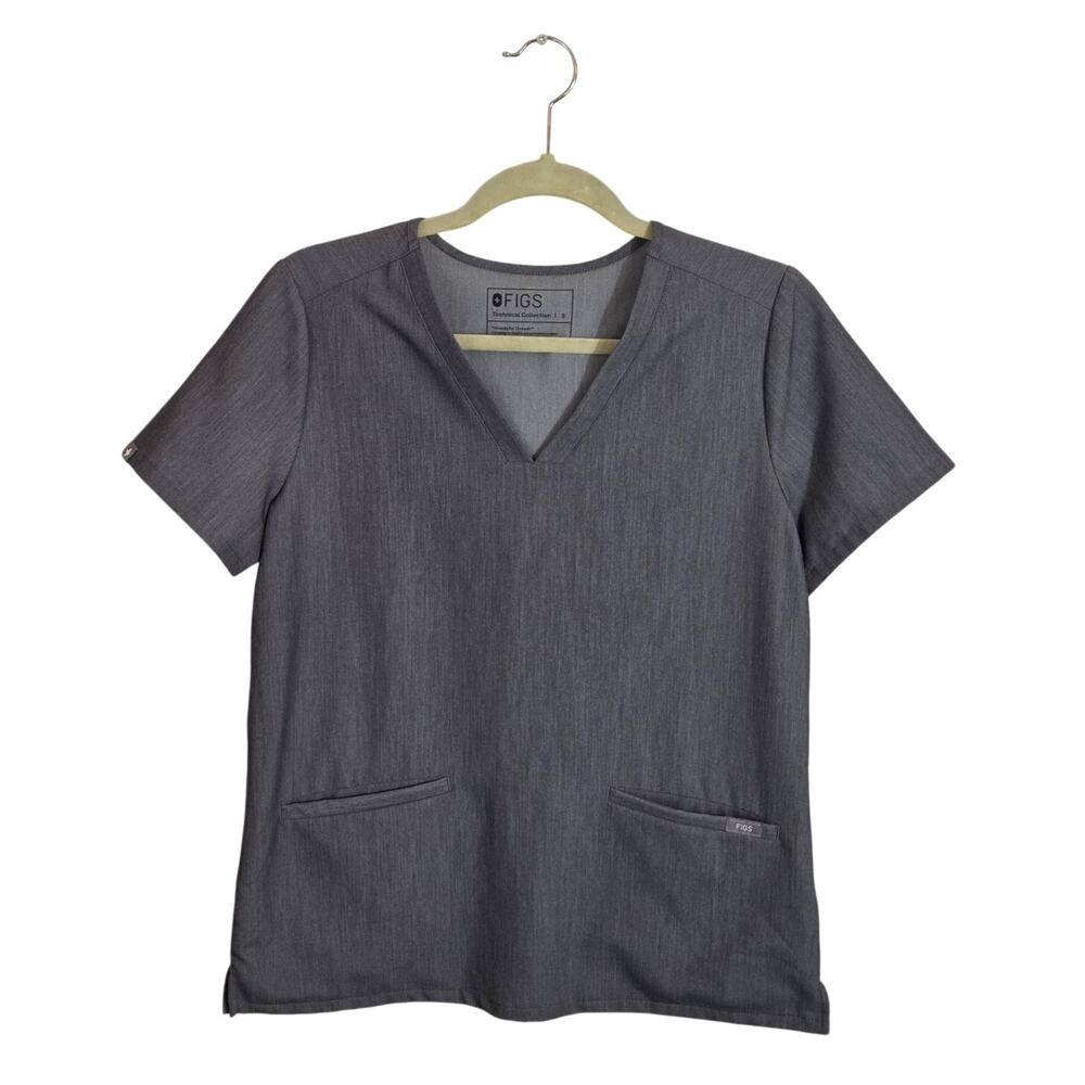 FIGS Women's Casma Three Pocket‎ Scrub Top Size Small Graphite Grey Healthcare